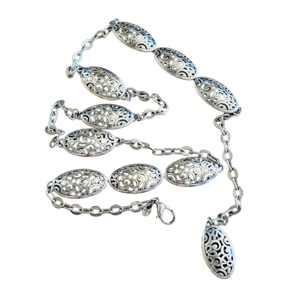 Brighton Western Style Chain Belt Necklaceโ Rare Silver Plated Long Large 40"